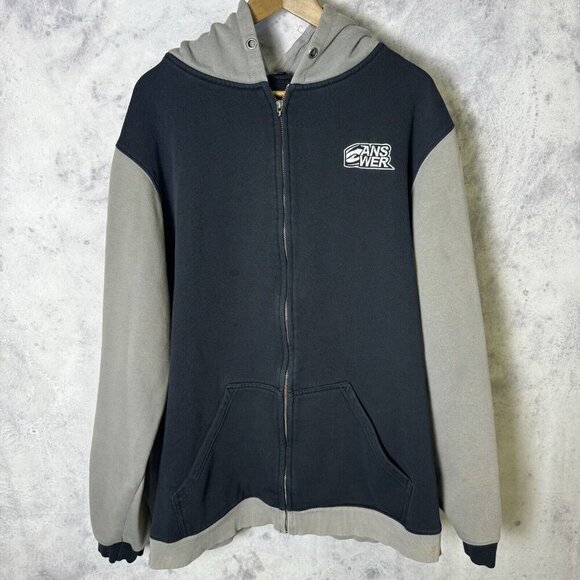 Answer Racing Hoodie Mens 2XL Black Y2k Sweatshirt Motocross - Picture 1 of 14